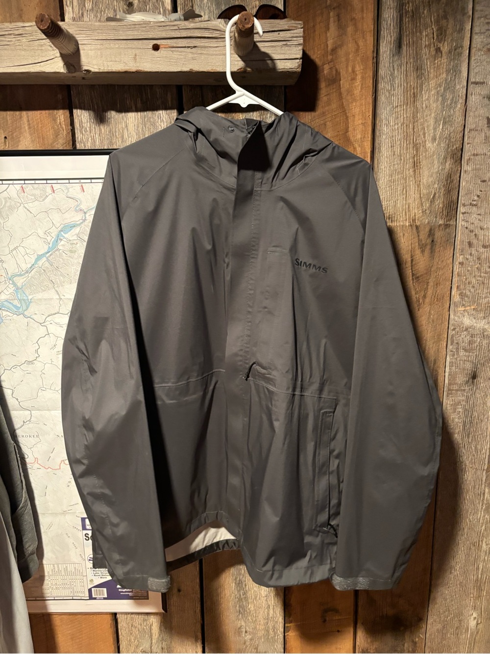 Simms Gray Hooded Waterproof Rain Jacket